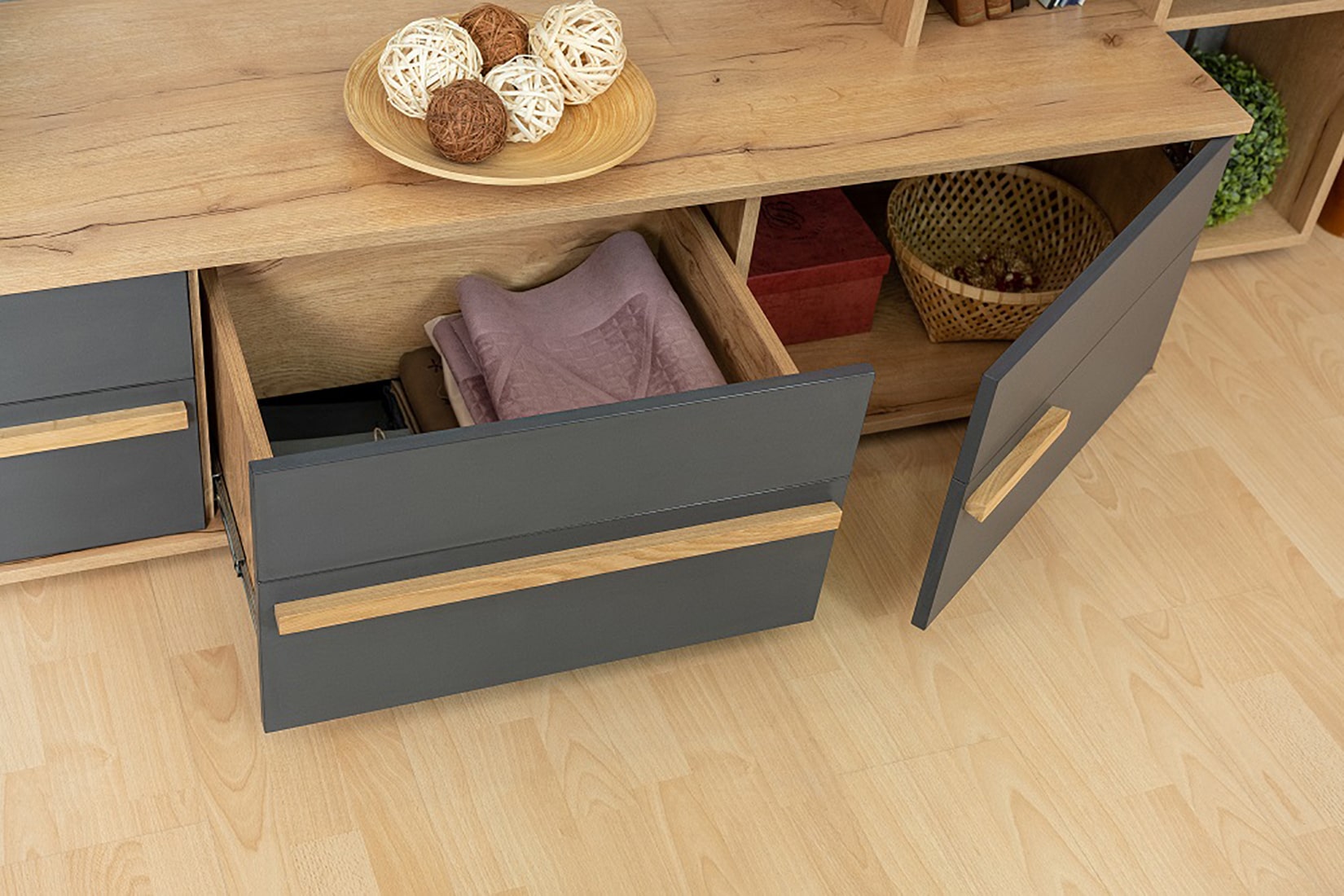 Crown гостиная модульная Дуб золотистый/Графит