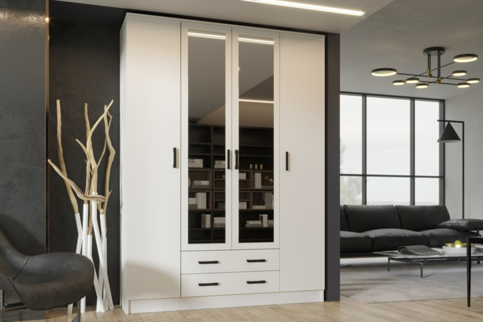 Квадро Шкаф распашной (Белый) ЭРА