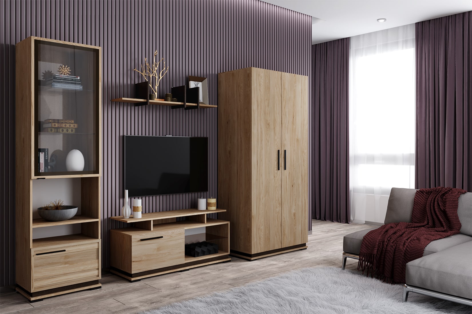 Модена гостиная модульная Гикори рокфорд/Венге