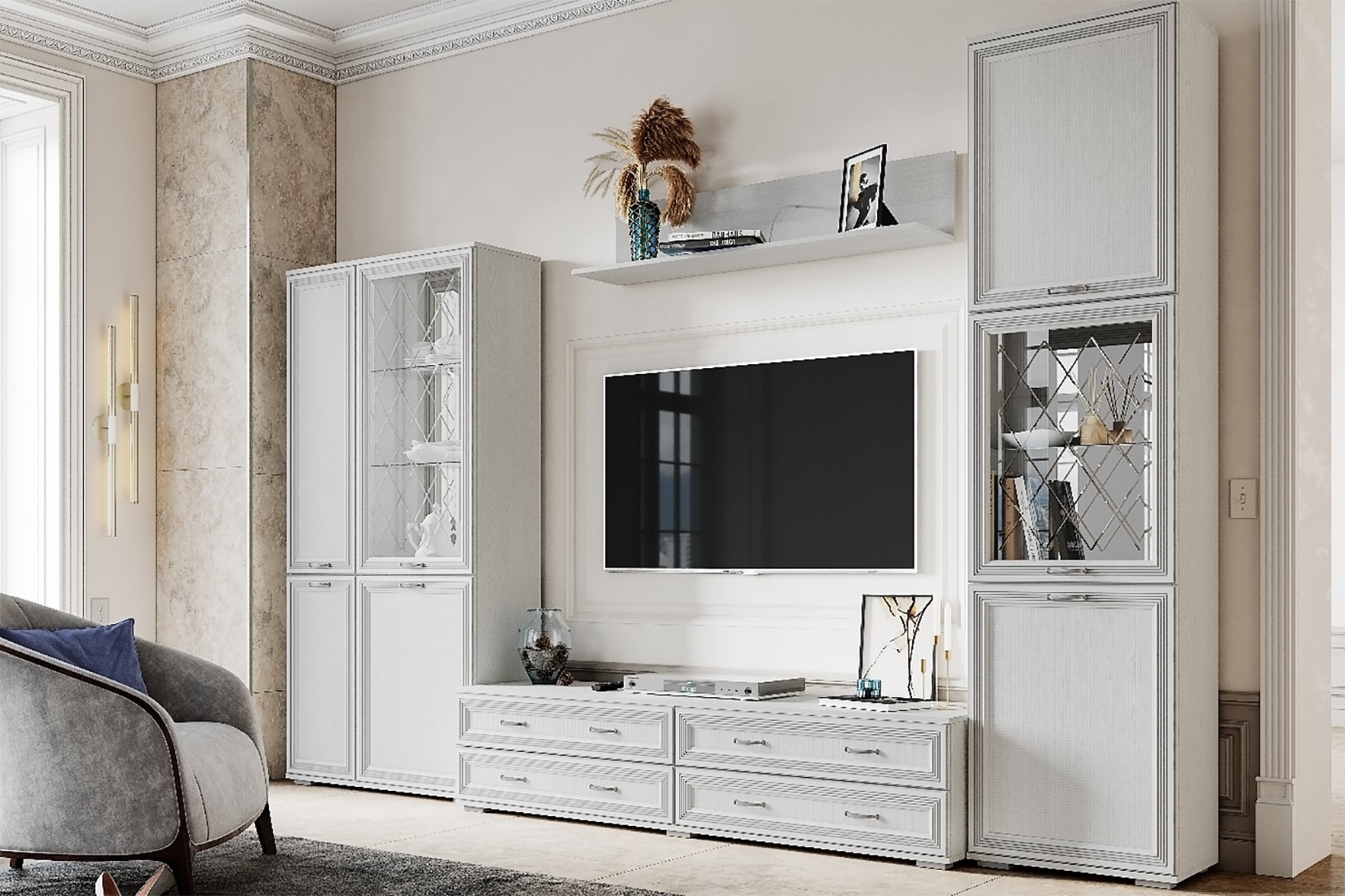 Ливорно гостиная модульная Ясень анкор светлый