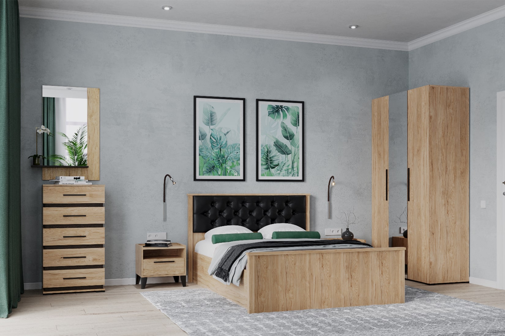 Модена спальня модульная Гикори рокфорд/Венге