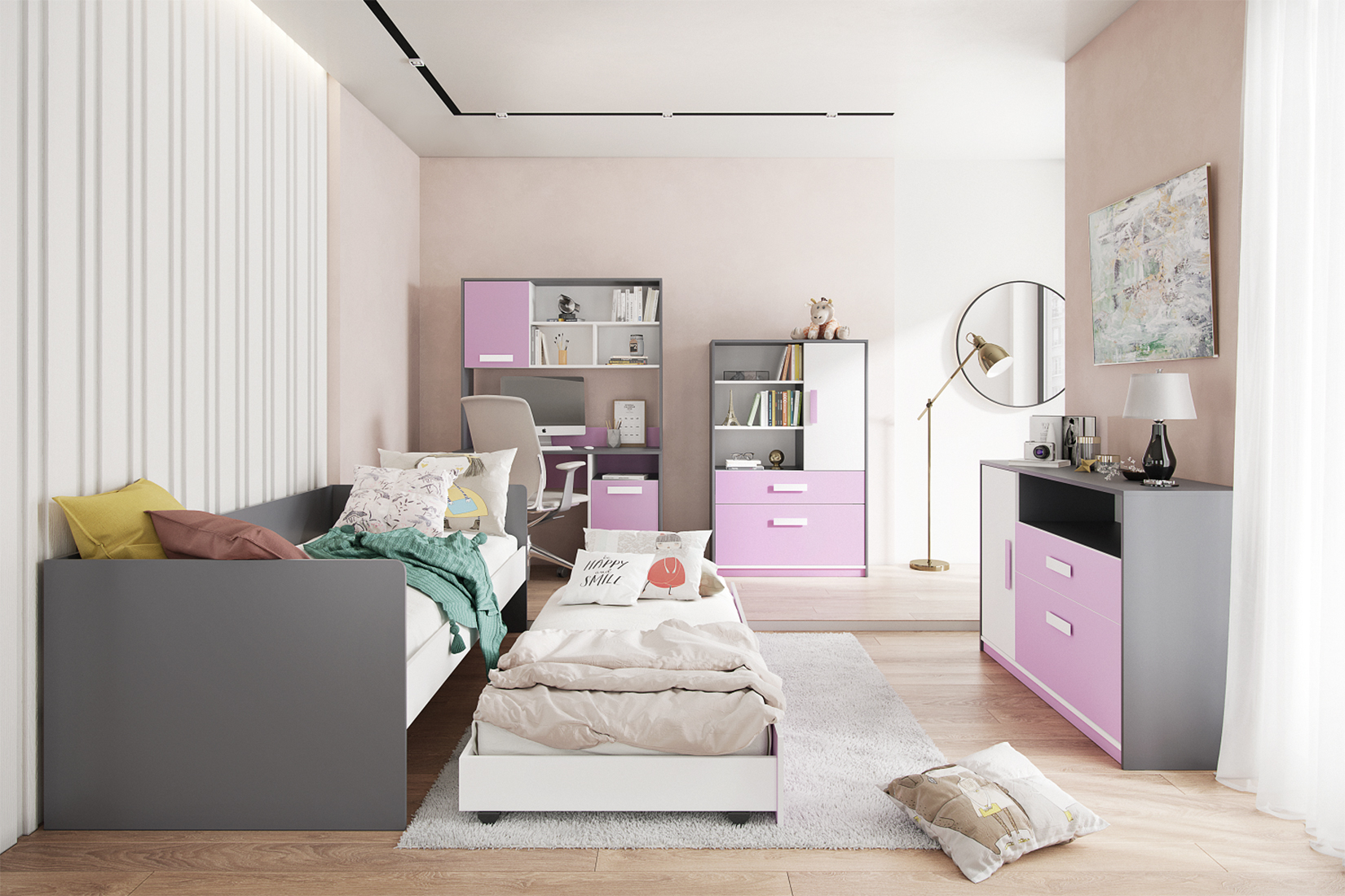 Кэнди спальня детская модульная Графит/Лаванда