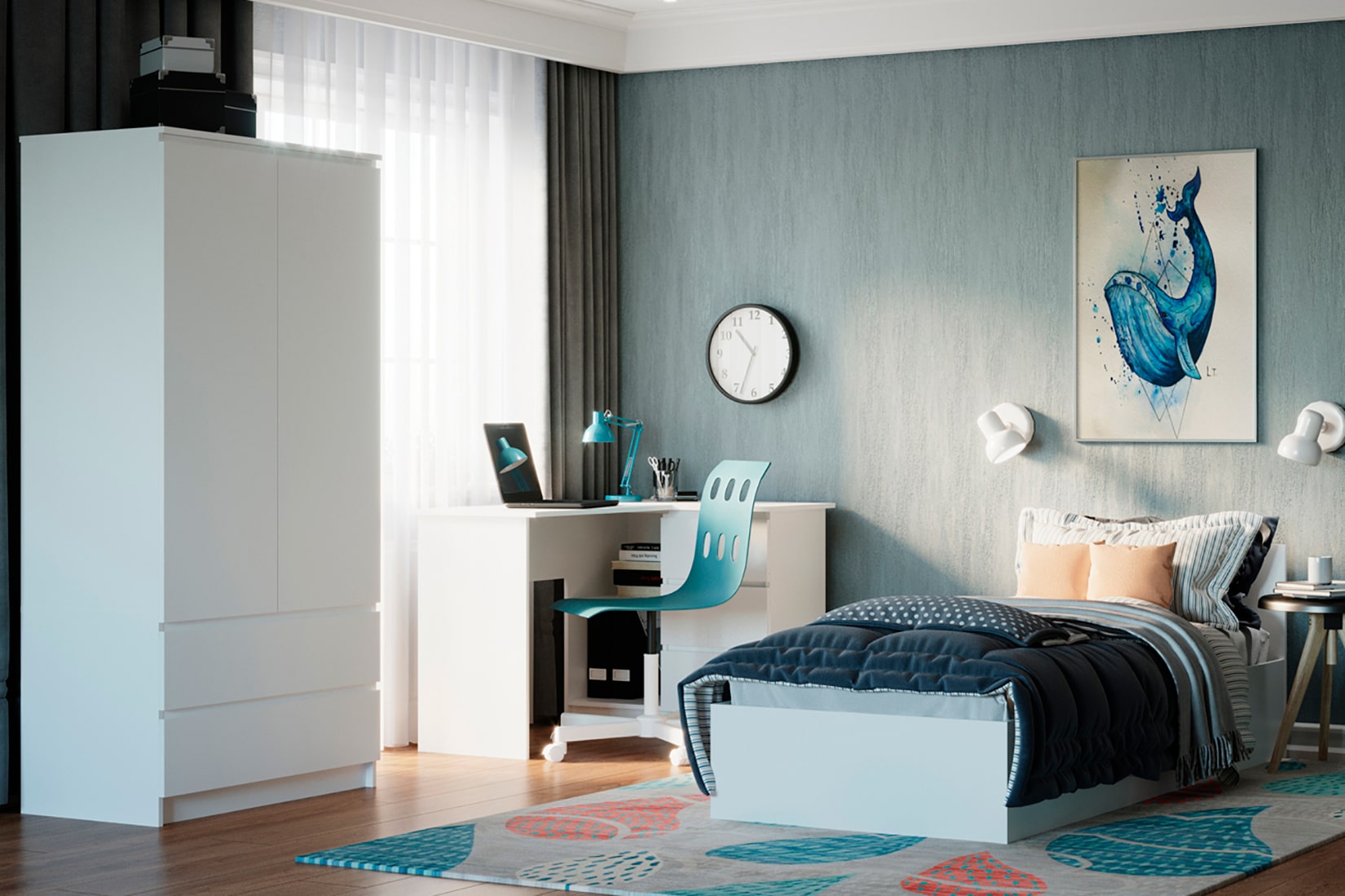 Челси-Мори спальня модульная Белый