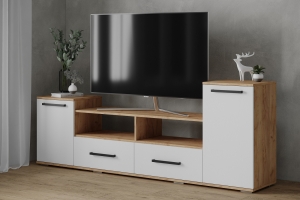 Тумба под ТВ Парус 2, дуб крафт золотой/белый