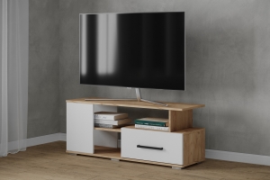 Тумба под ТВ Парус 4, дуб крафт золотой/белый