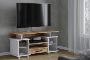 Тумба для ТВ с полками 003 (К2), дуб крафт золотой/белый