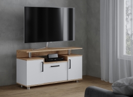 Тумба под телевизор 003 С, дуб крафт золотой/белый