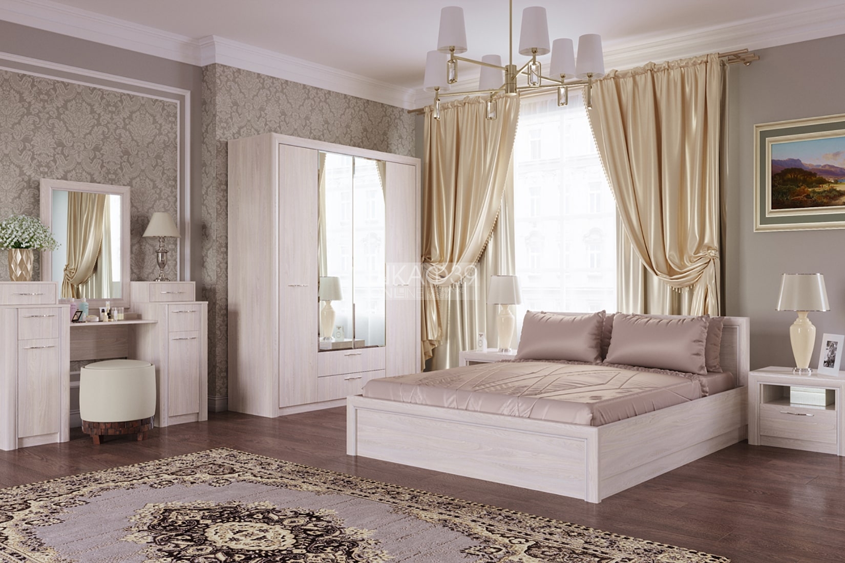 Октава спальня/детская модульная Ясень анкор светлый