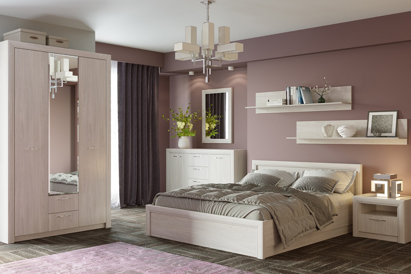 Октава спальня/детская модульная Ясень анкор светлый