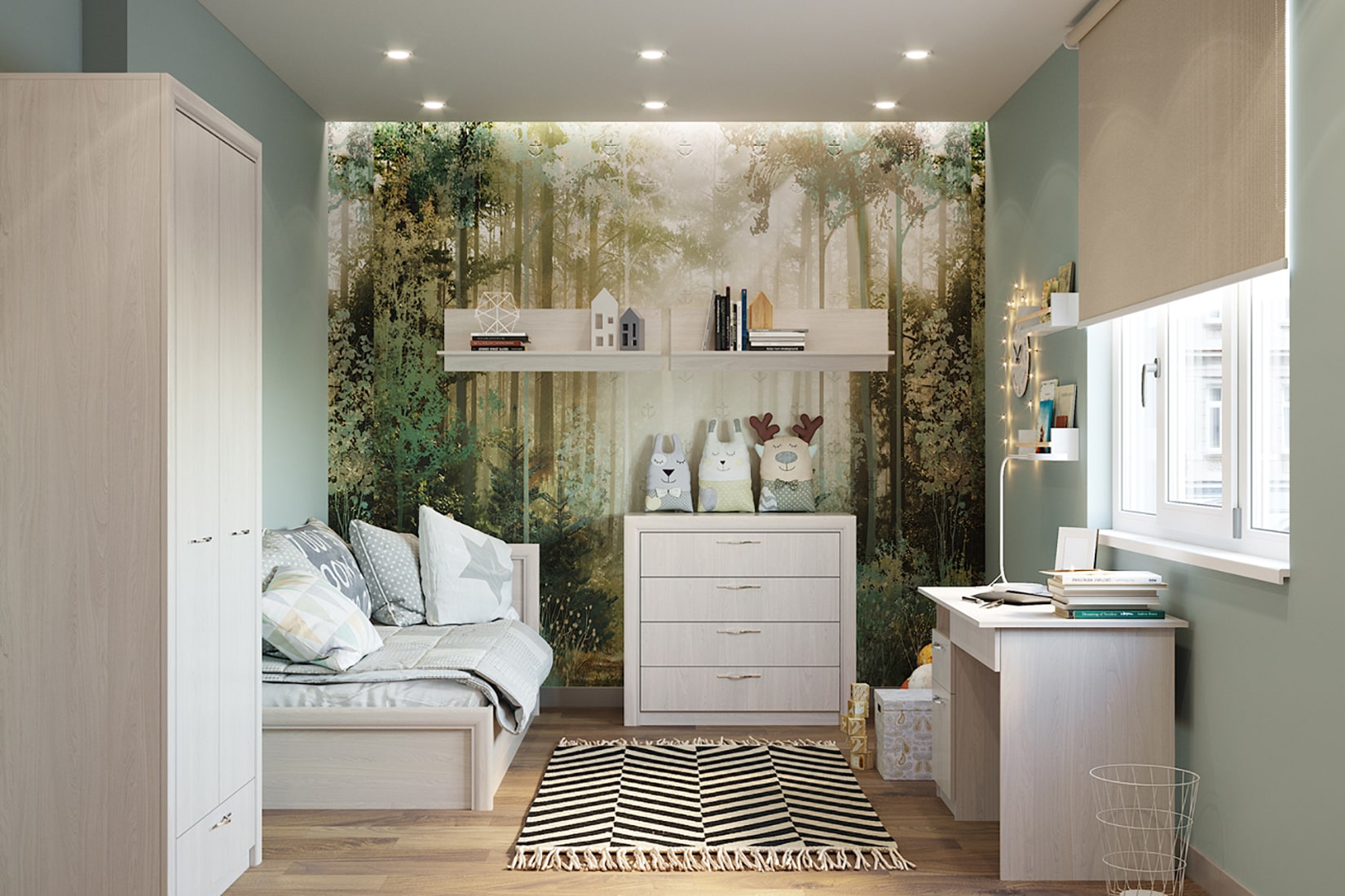 Октава спальня/детская модульная Ясень анкор светлый