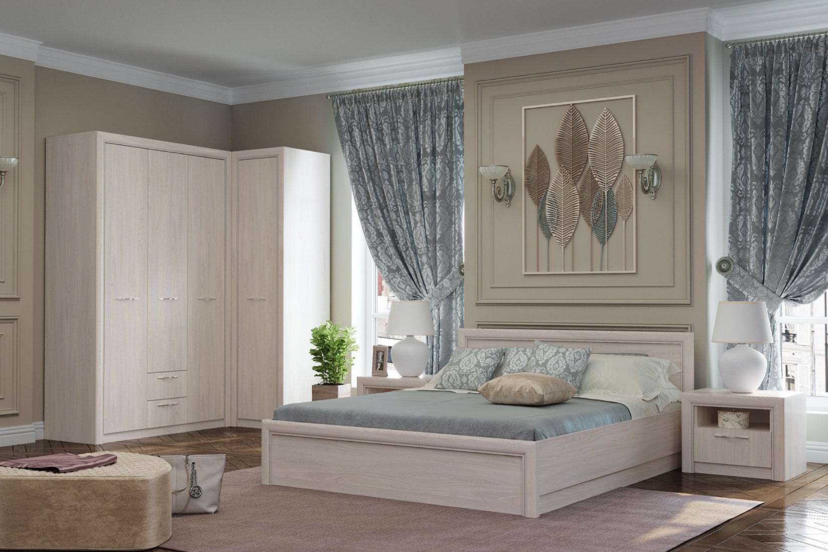 Октава спальня/детская модульная Ясень анкор светлый