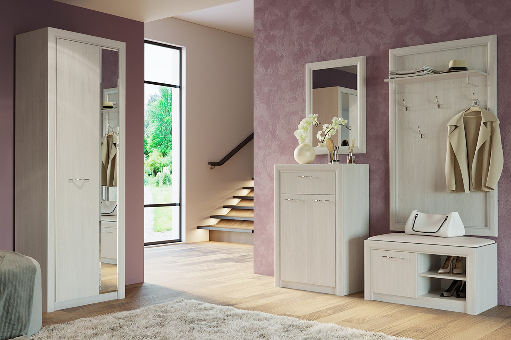 Октава прихожая модульная Ясень анкор светлый