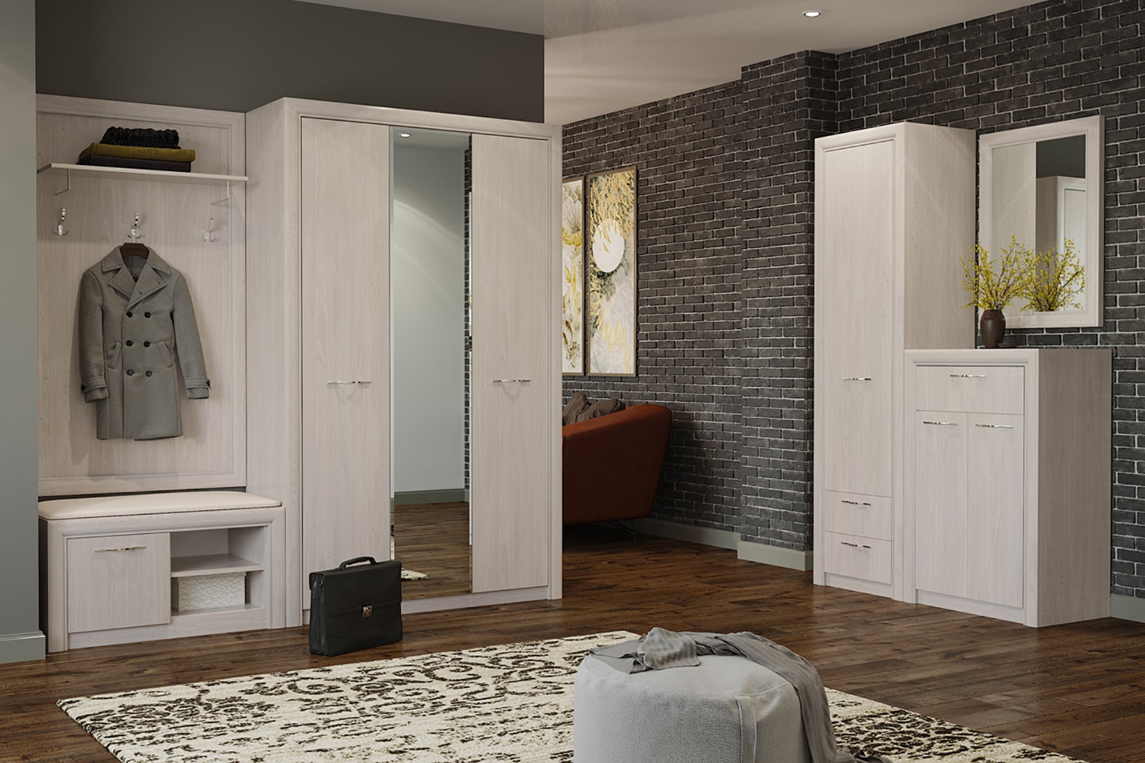 Октава прихожая модульная Ясень анкор светлый