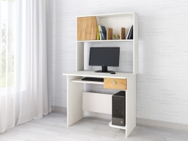 Стол компьютерный Грета-4, белый/дуб крафт