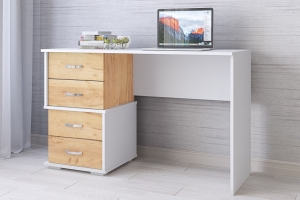 Стол письменный Сити-2, белый/дуб крафт