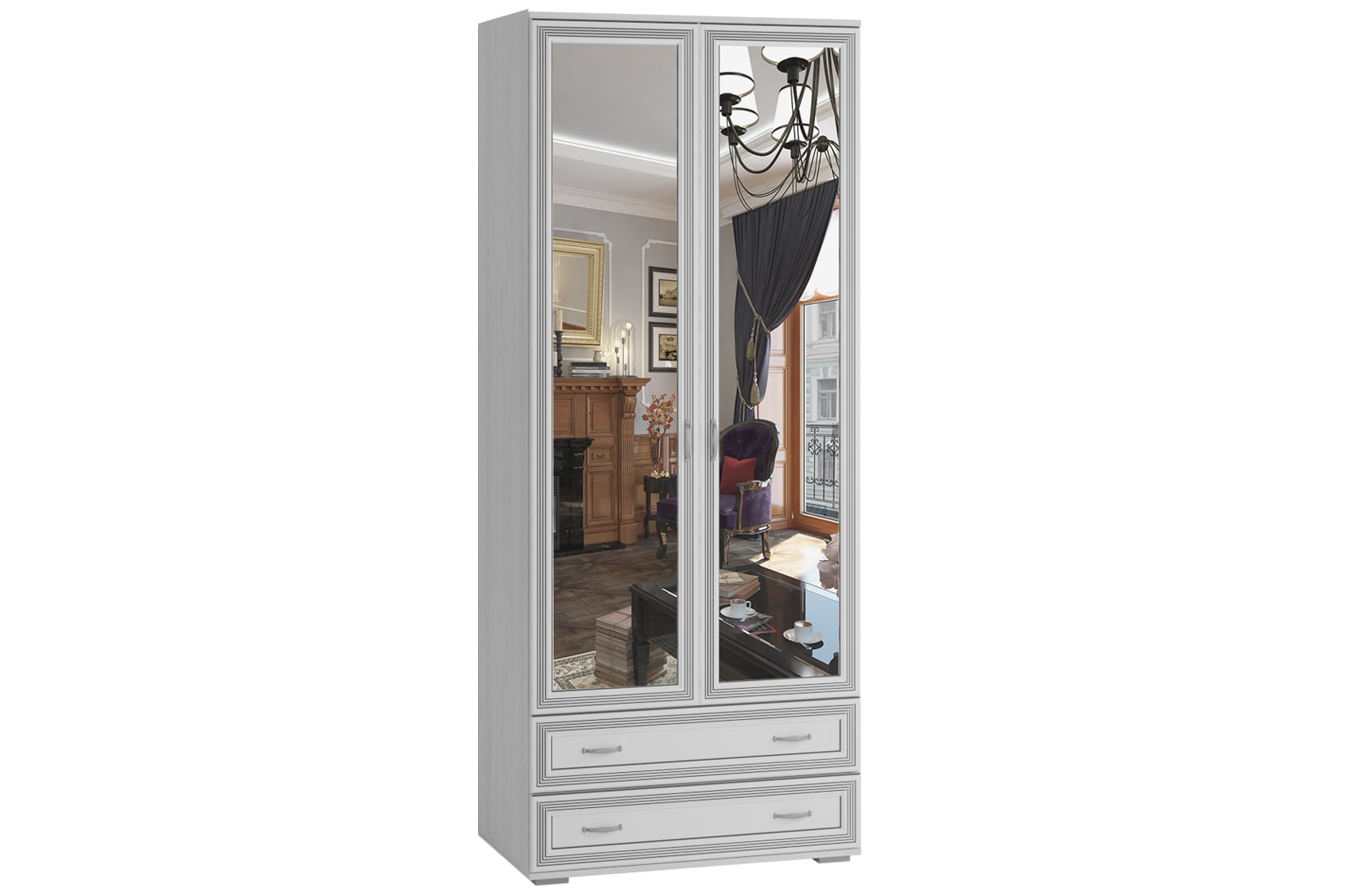 Ливорно спальня модульная Ясень анкор светлый/Патина серебро