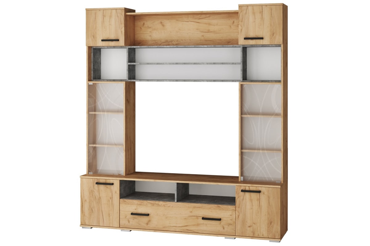 Оскар-18 гостиная модульная Дуб крафт золотой/Ателье светлое