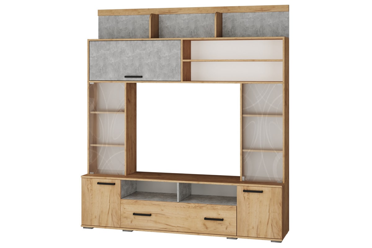 Оскар-18 гостиная модульная Дуб крафт золотой/Ателье светлое