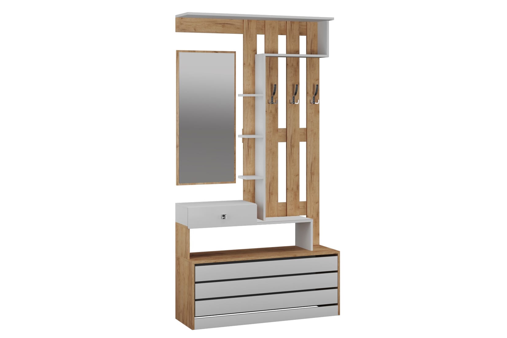 Ямайка прихожая модульная Дуб крафт золотой/Белый однотонный