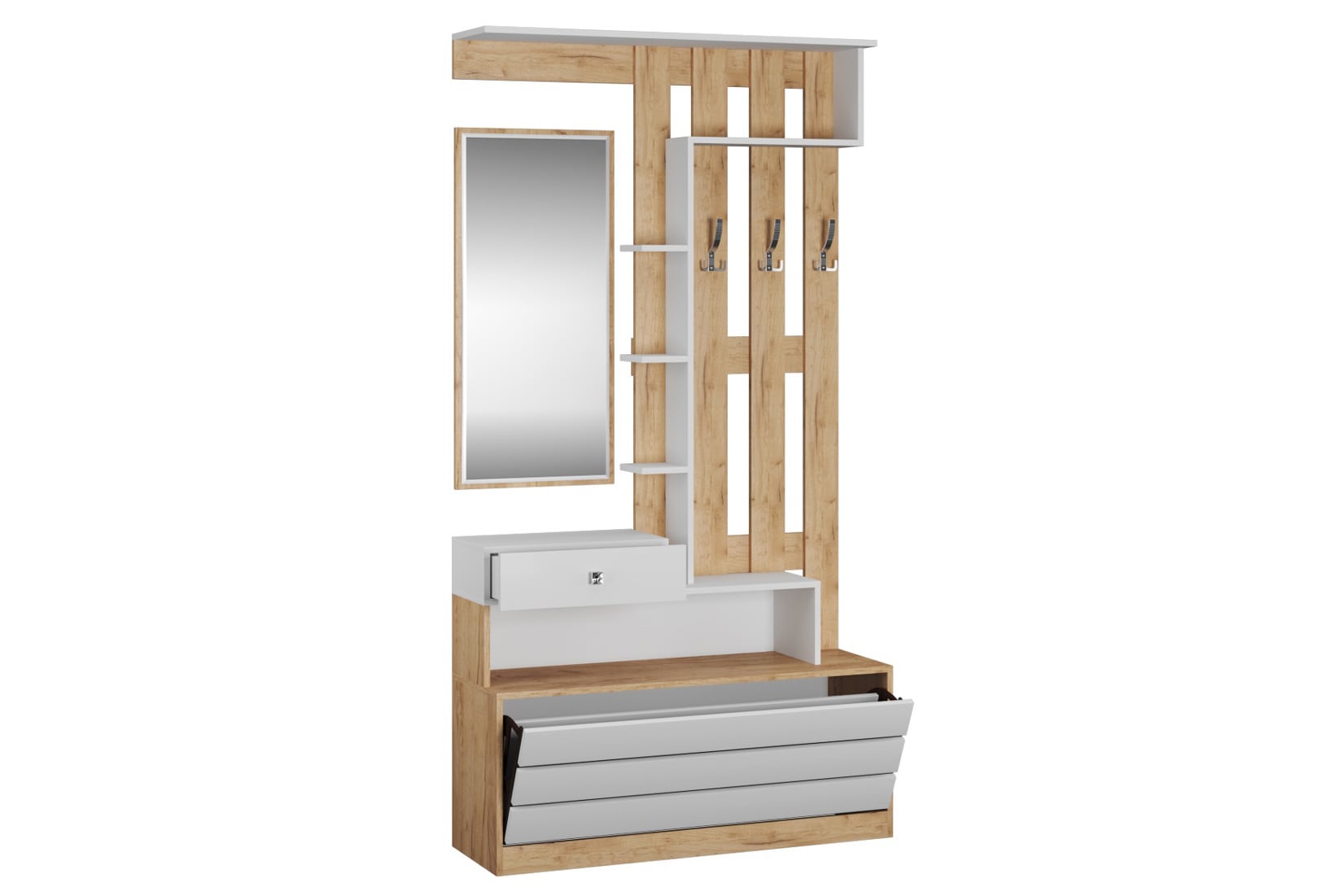 Ямайка прихожая модульная Дуб крафт золотой/Белый однотонный