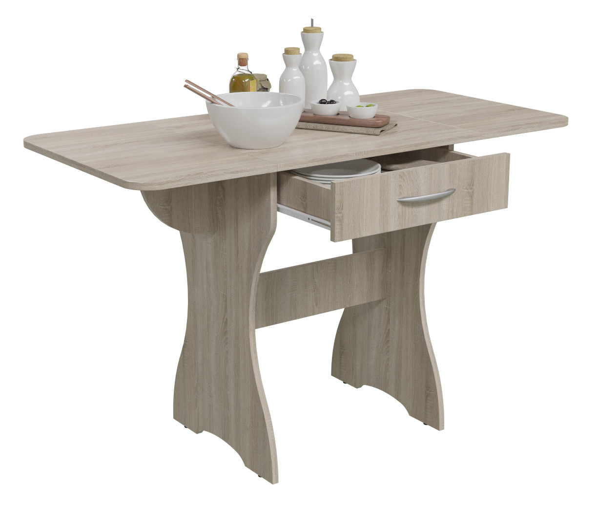 Стол обеденный раскладной с ящиком 6-02.120ТМ цвет дуб сонома