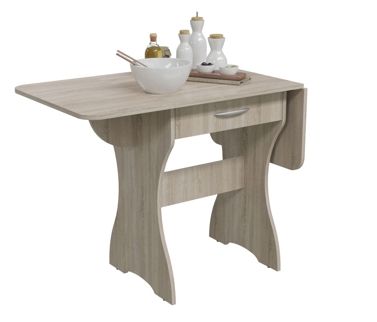 Стол обеденный раскладной с ящиком 6-02.120ТМ цвет дуб сонома