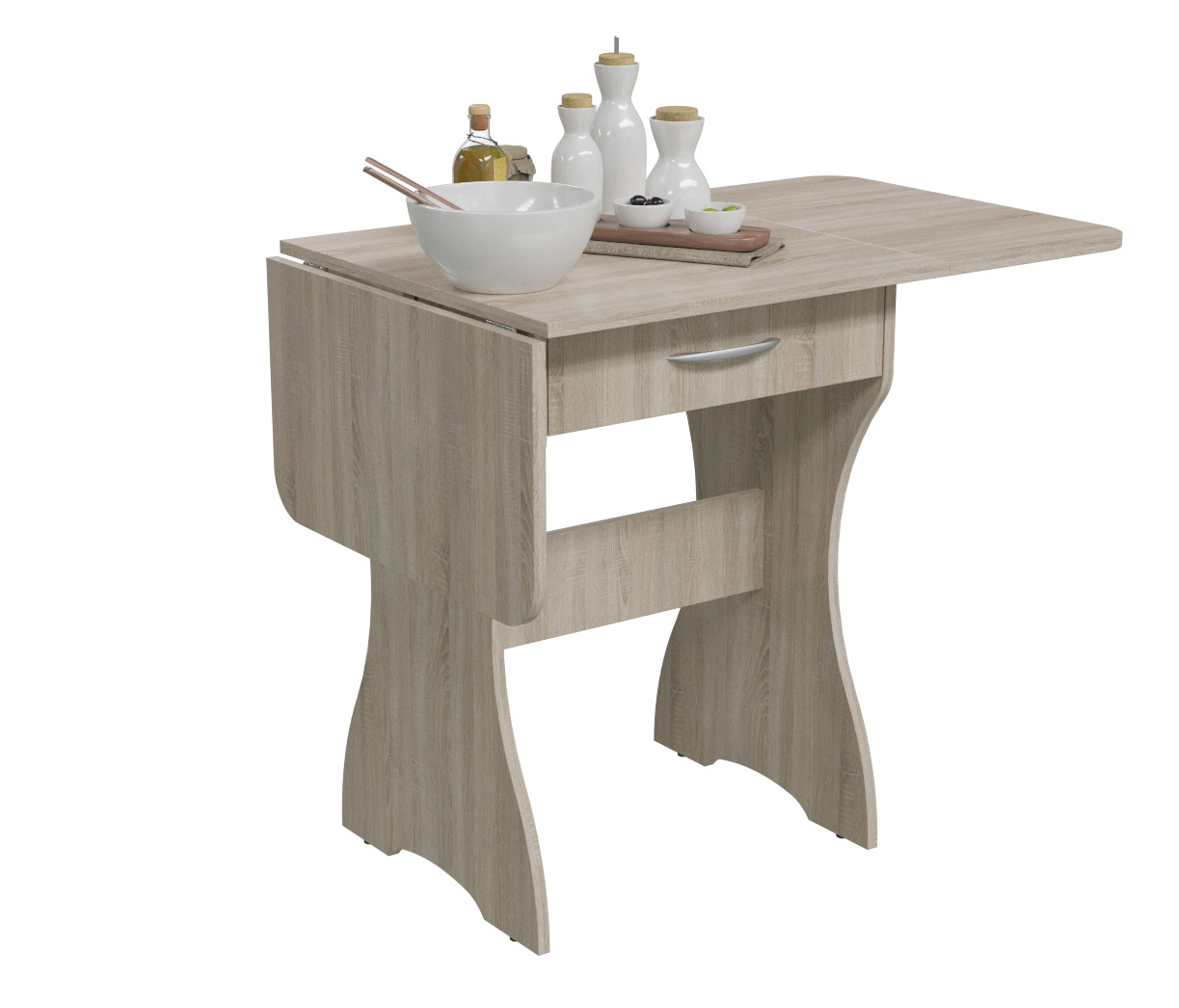 Стол обеденный раскладной с ящиком 6-02.120ТМ цвет дуб сонома