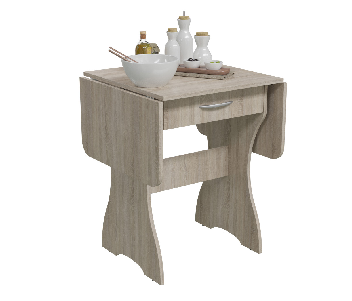 Стол обеденный раскладной с ящиком 6-02.120ТМ цвет дуб сонома