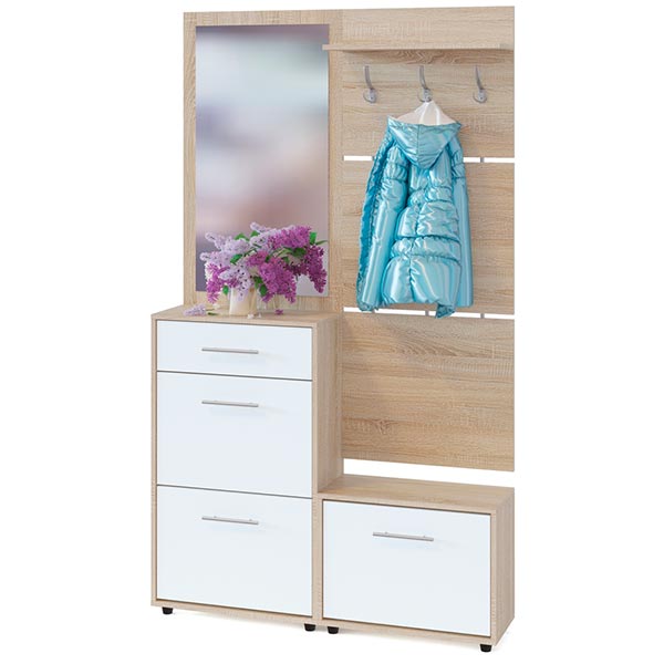 Сокол Прихожая №3  (ВШ-5.1+ТП-1+ПЗ-3+ТП-2) Сонома/Белый