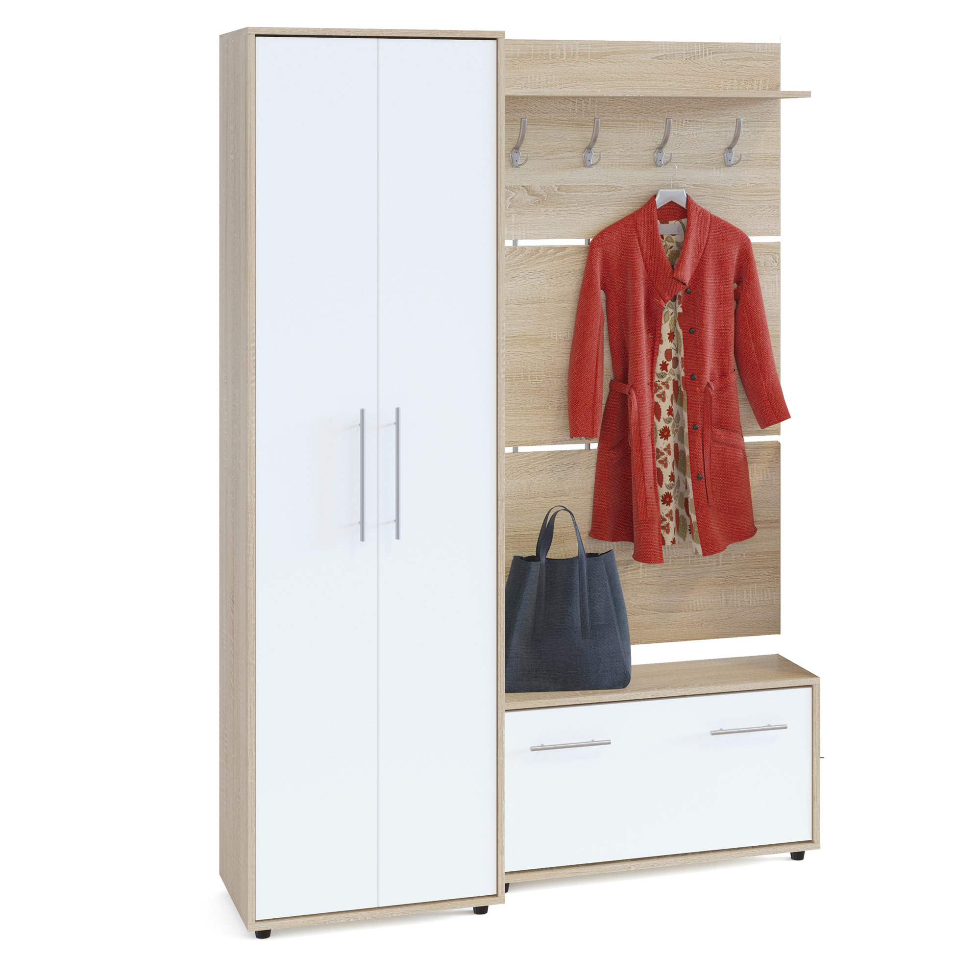 Сокол Прихожая №2 (ШО-1+ВШ-3.1+ТП-3) Сонома/Белый