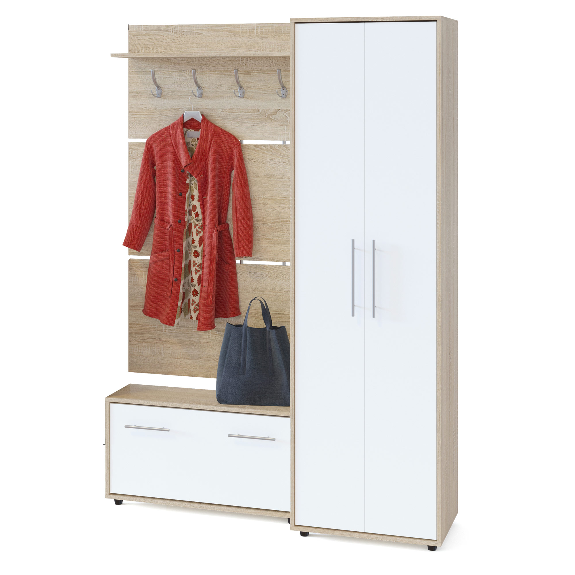 Сокол Прихожая №2 (ШО-1+ВШ-3.1+ТП-3) Сонома/Белый