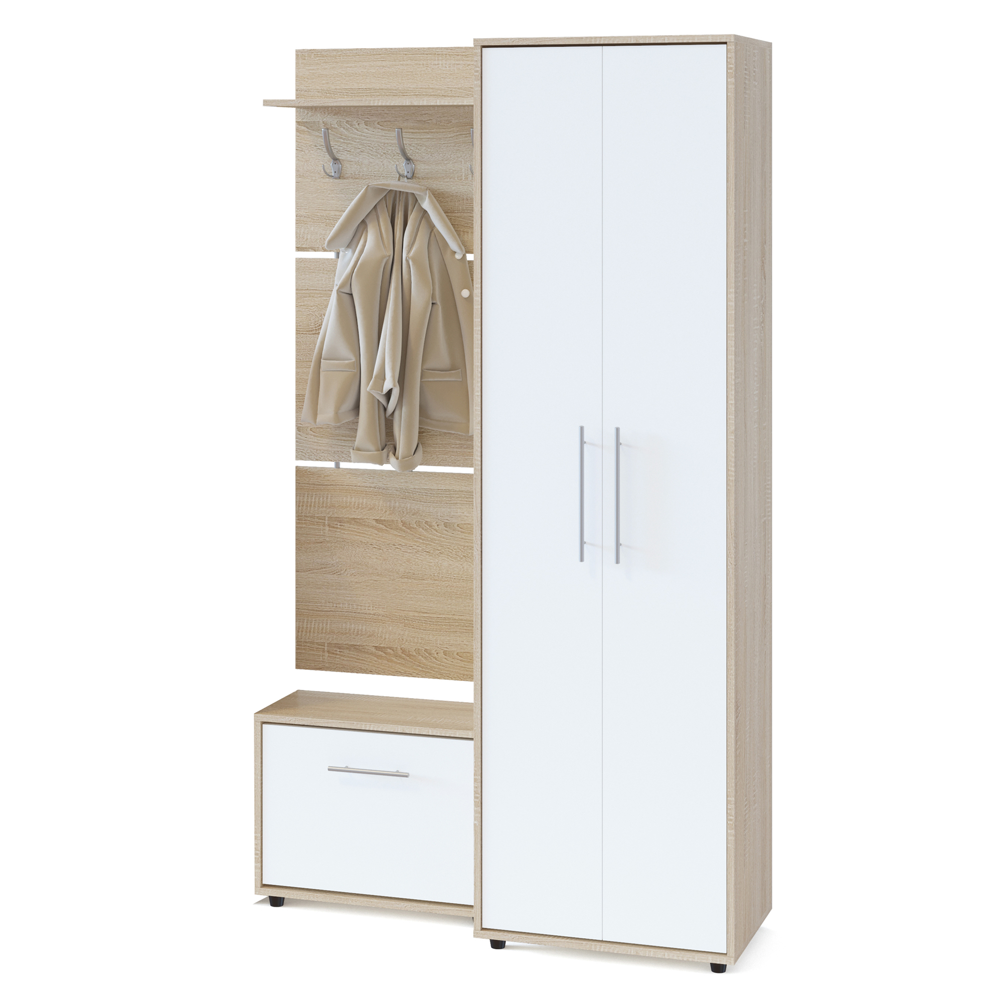 Сокол Прихожая №1  (ШО-1+ВШ-5.1+ТП-1)  Сонома/Белый