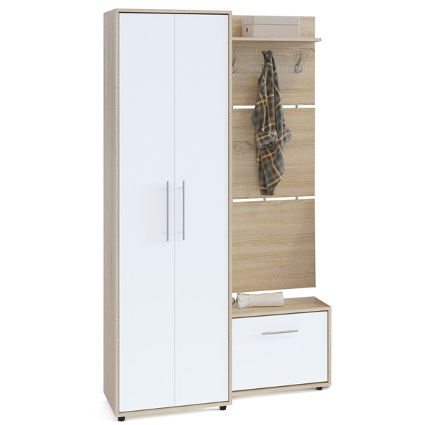 Сокол Прихожая №1  (ШО-1+ВШ-5.1+ТП-1)  Сонома/Белый