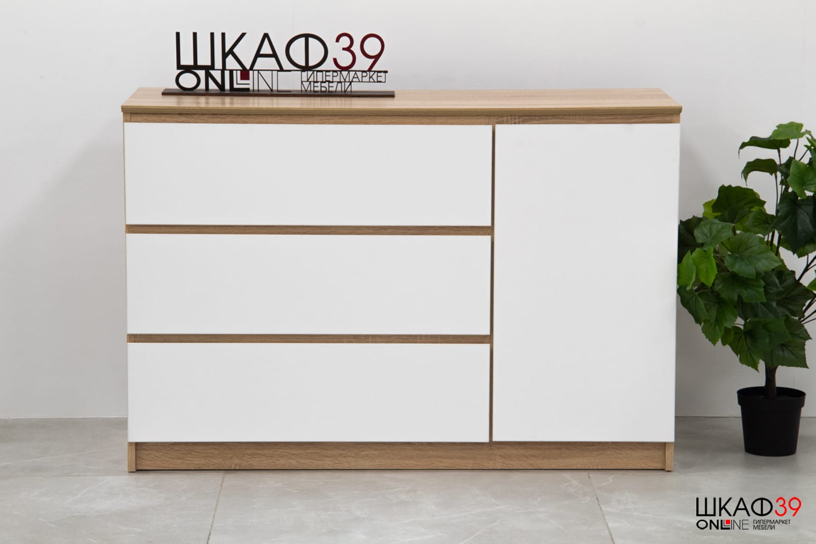 Комод Т-3Р, цвет сонома/белый