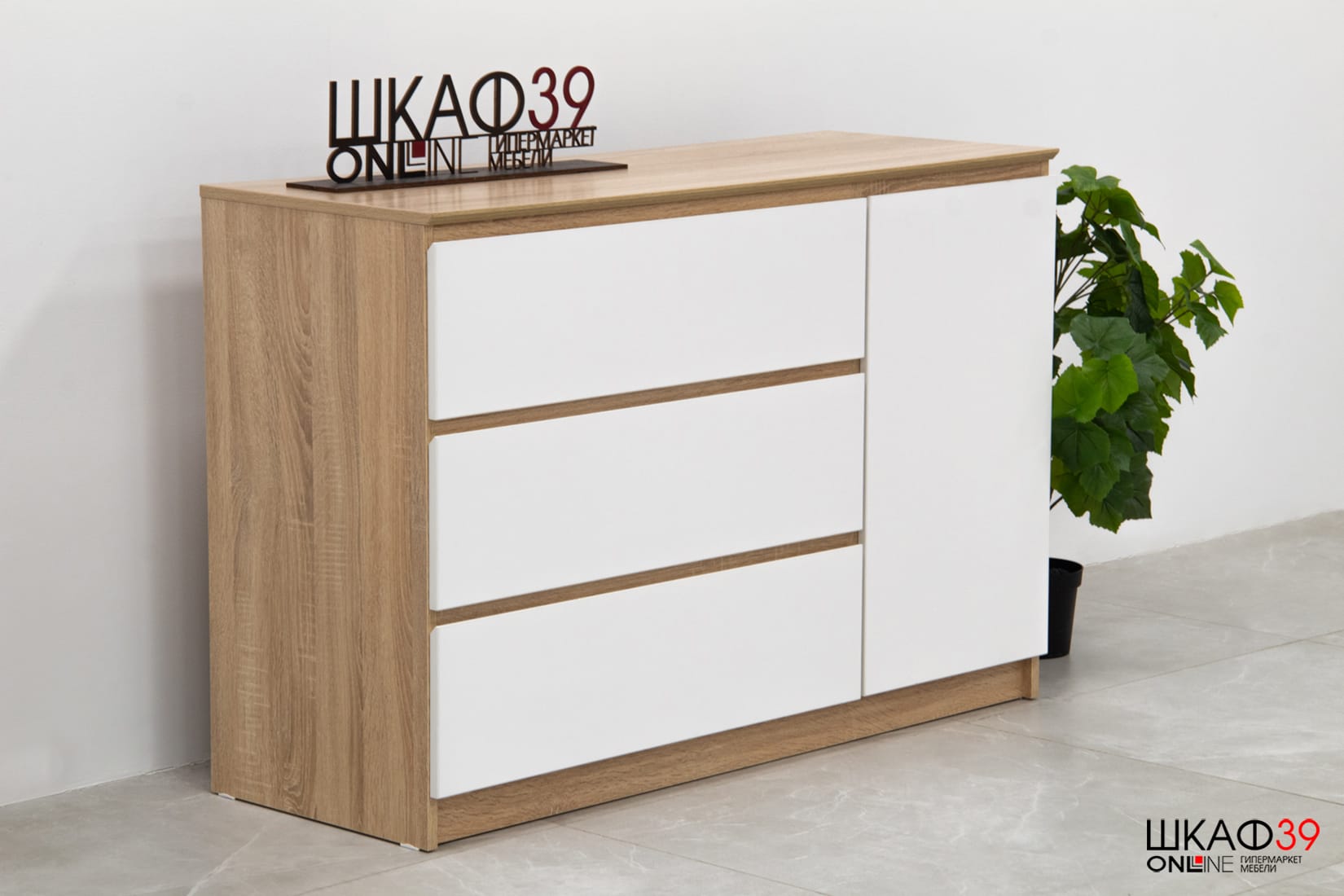 Комод Т-3Р, цвет сонома/белый