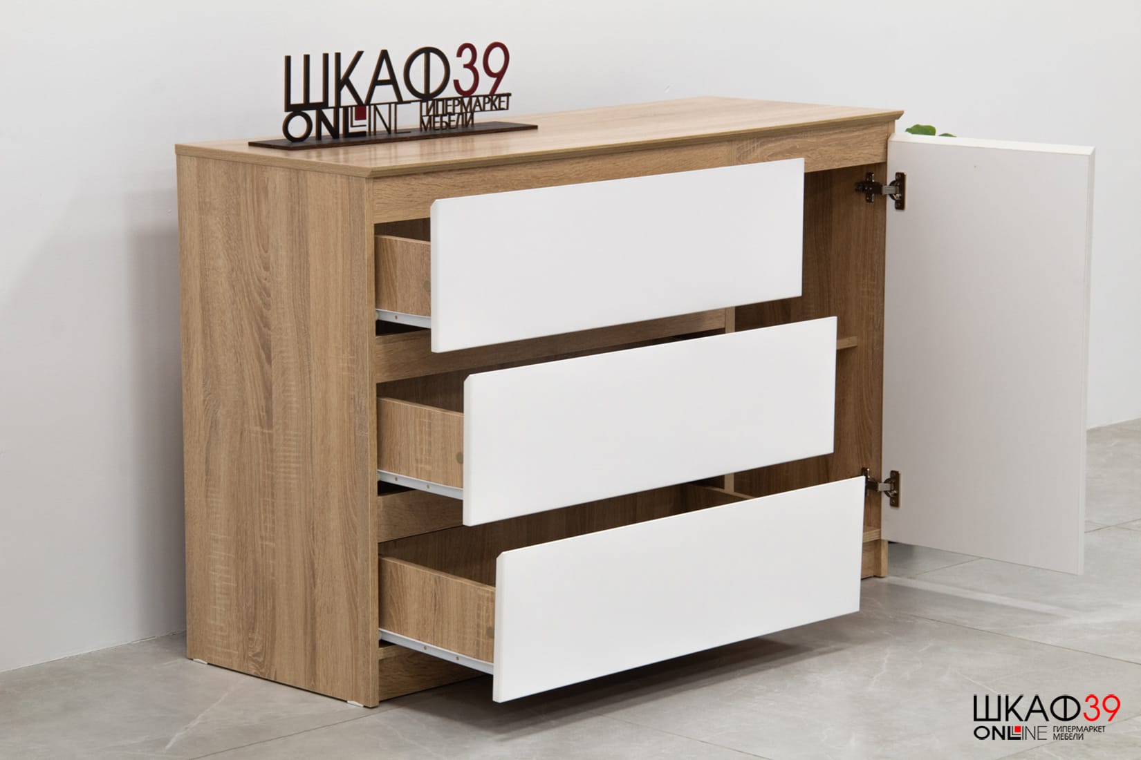 Комод Т-3Р, цвет сонома/белый