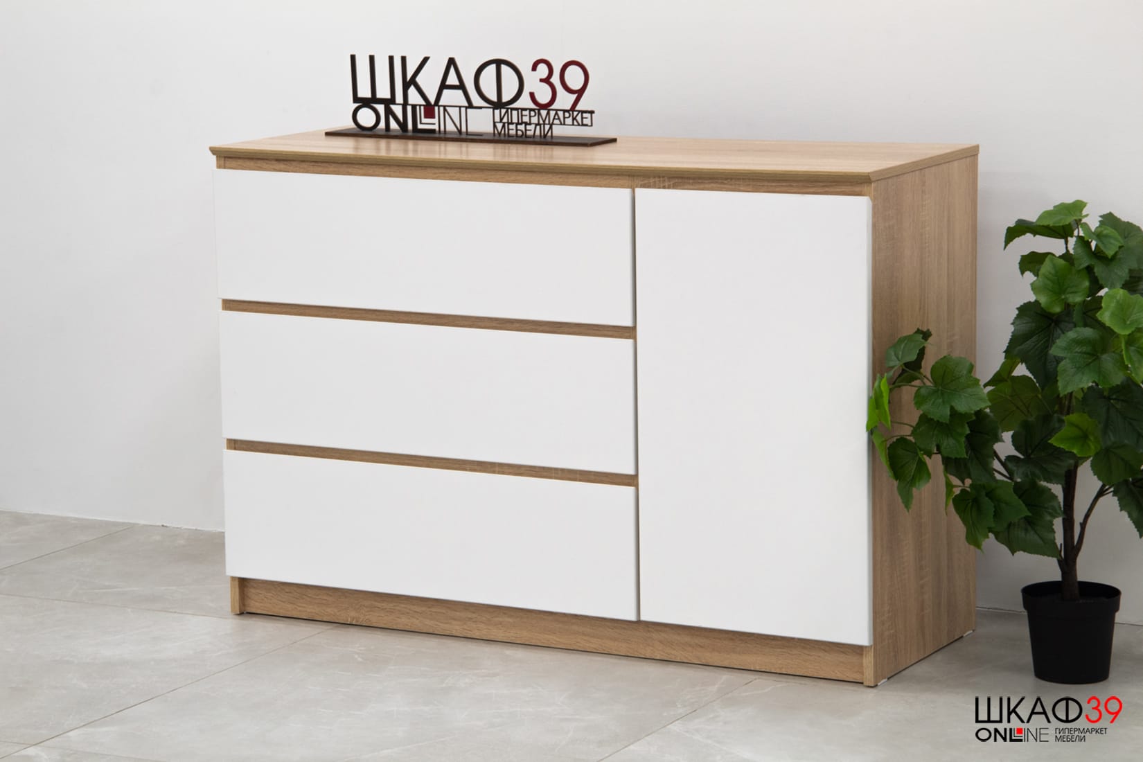 Комод Т-3Р, цвет сонома/белый