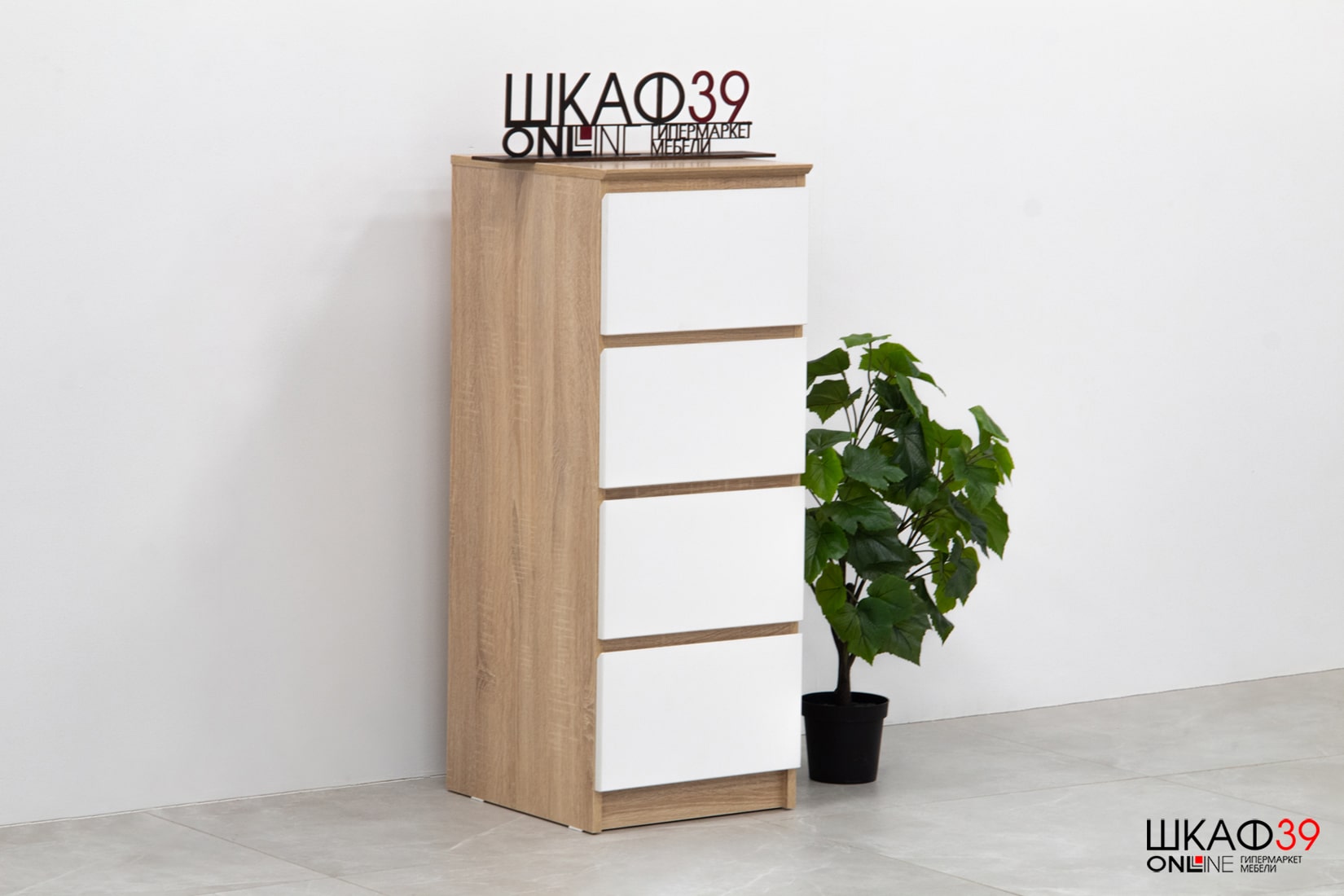 Комод Т-4Р, цвет сонома/белый