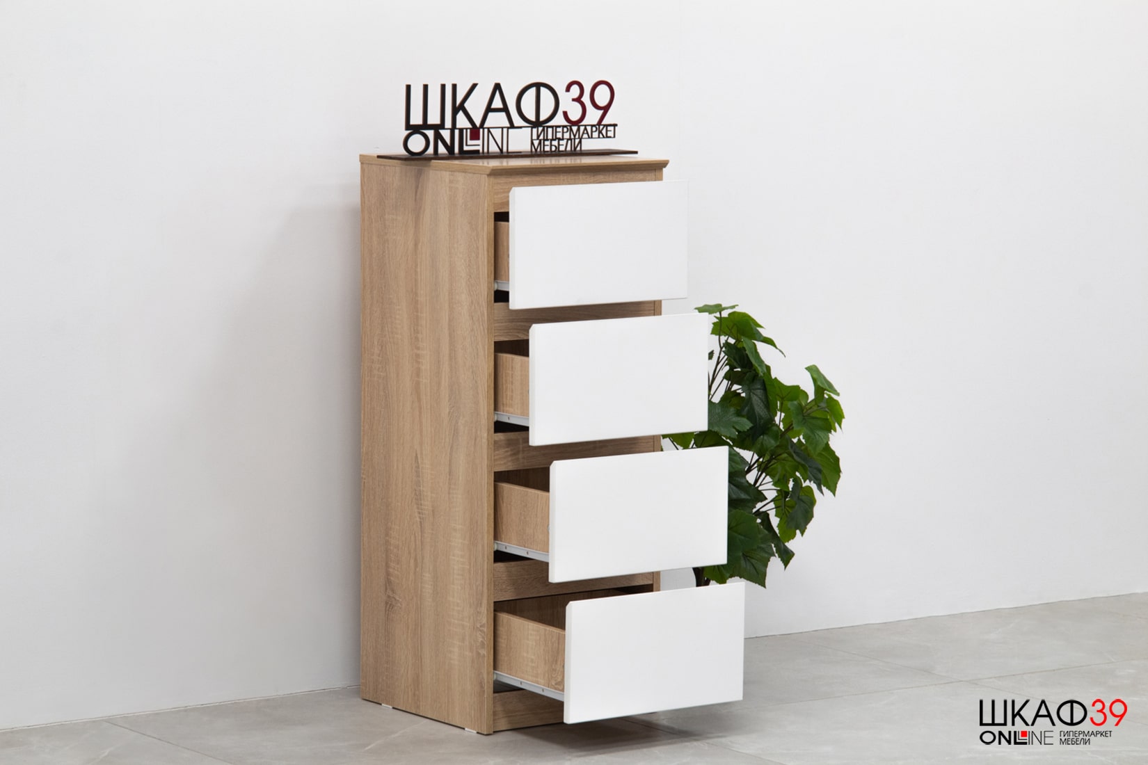 Комод Т-4Р, цвет сонома/белый