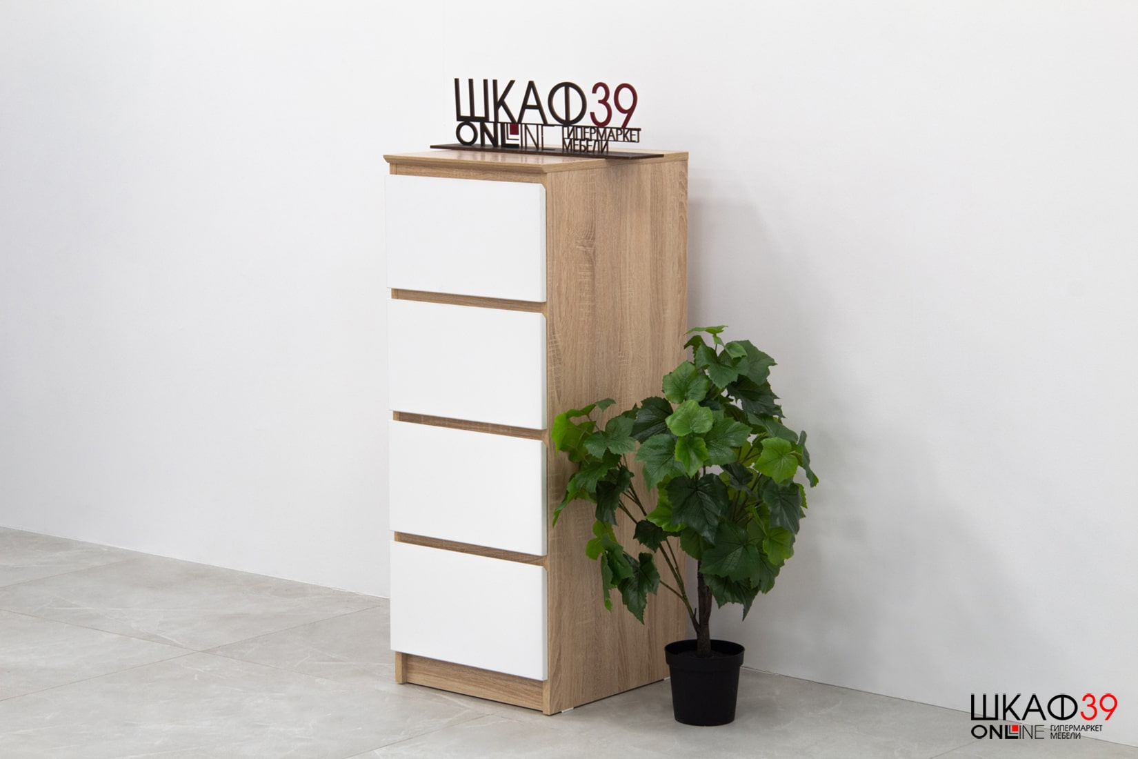 Комод Т-4Р, цвет сонома/белый