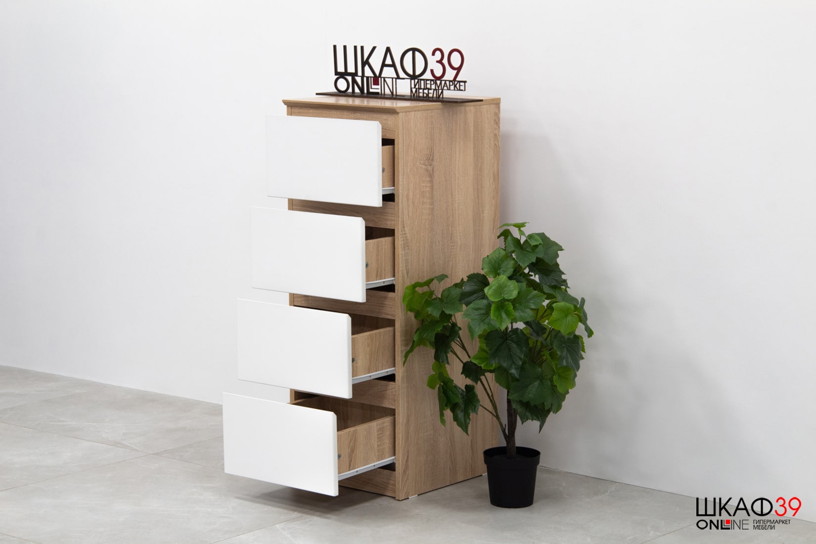 Комод Т-4Р, цвет сонома/белый