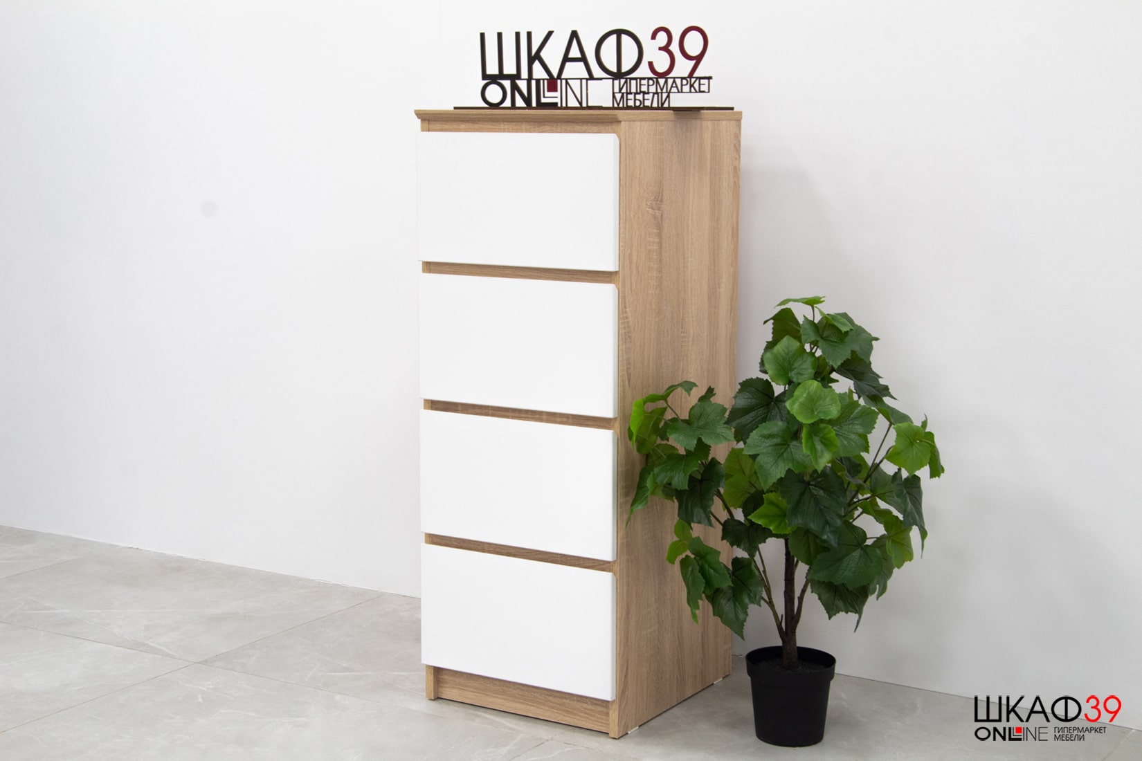 Комод Т-4Р, цвет сонома/белый