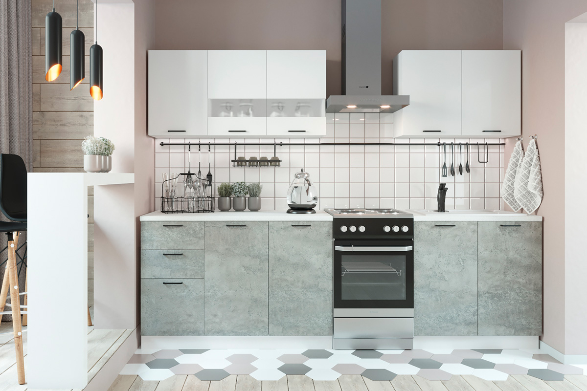 Дуся 2,0 Кухня Цемент /Белый