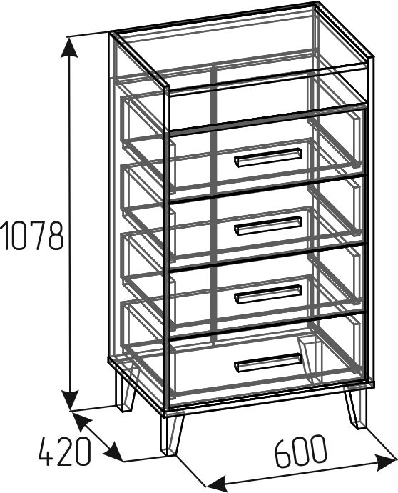 Комод высокий Айрис 45, дуб