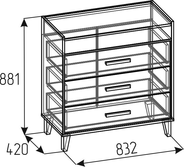 Комод на ножках Айрис 455, дуб