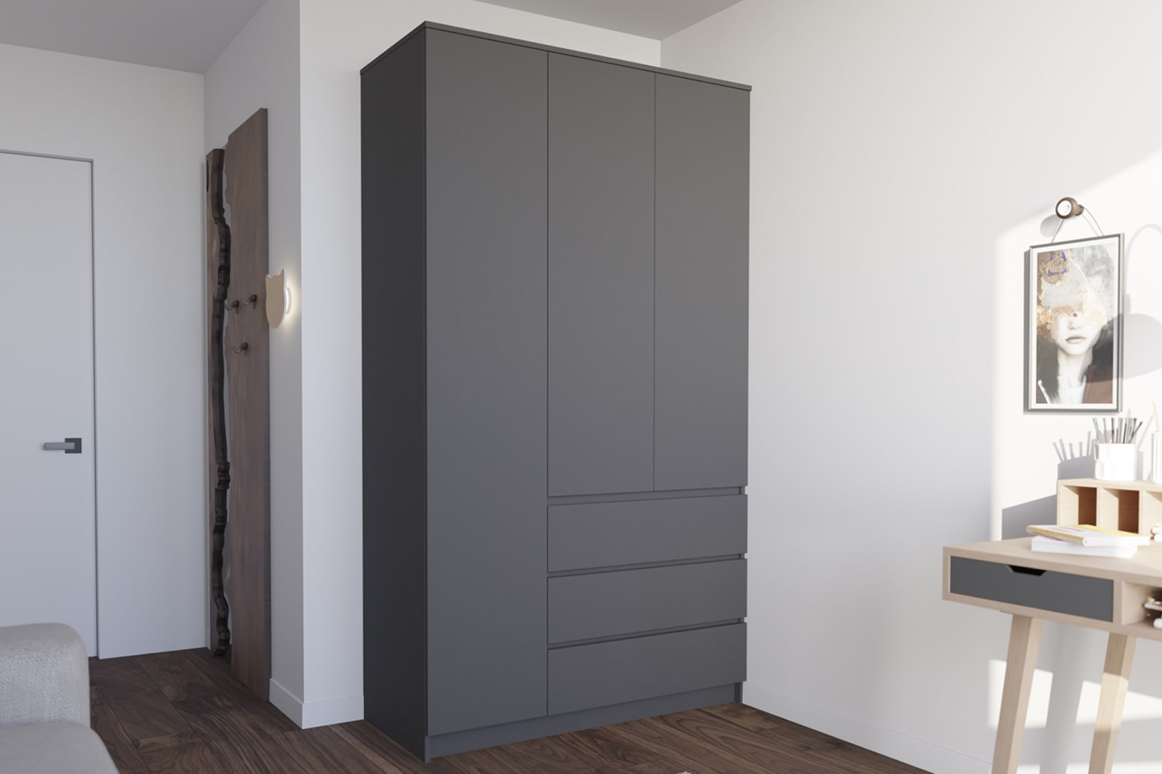 Мори спальня модульная Графит