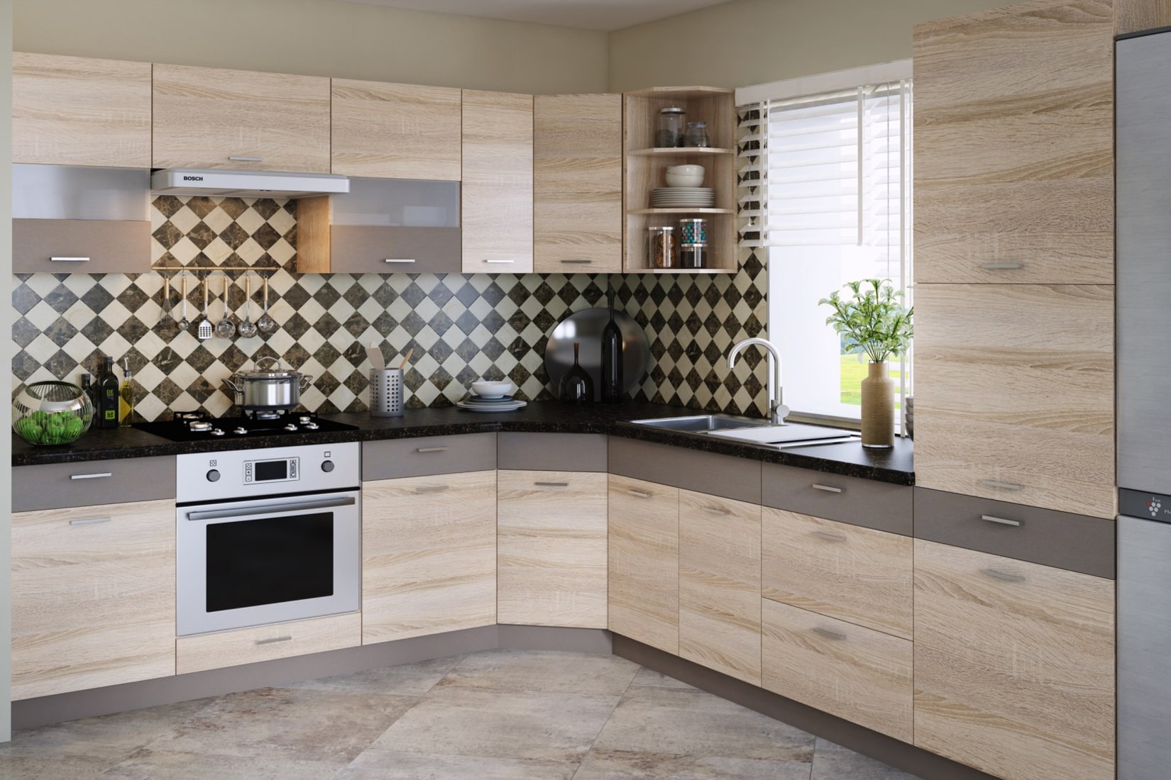 Николь кухня модульная Дуб сонома/Латте (Империал)