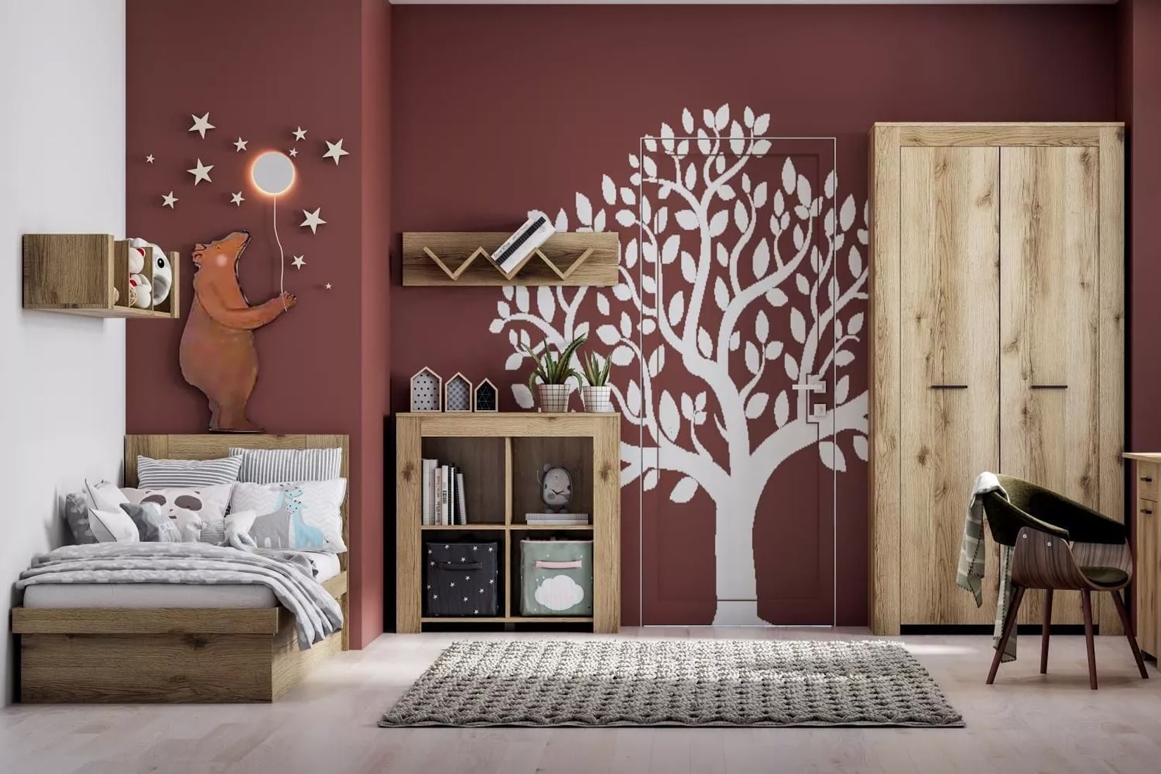 Квадро спальня модульная Дуб делано светлый