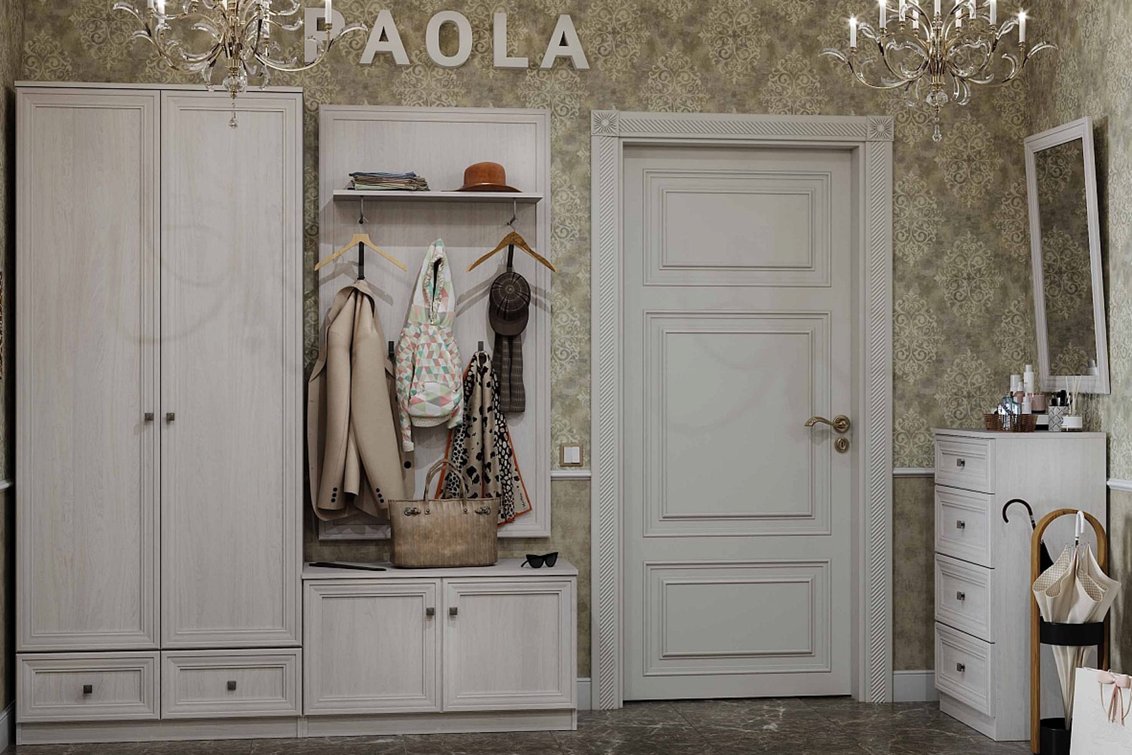 Paola прихожая модульная Ясень Анкор светлый