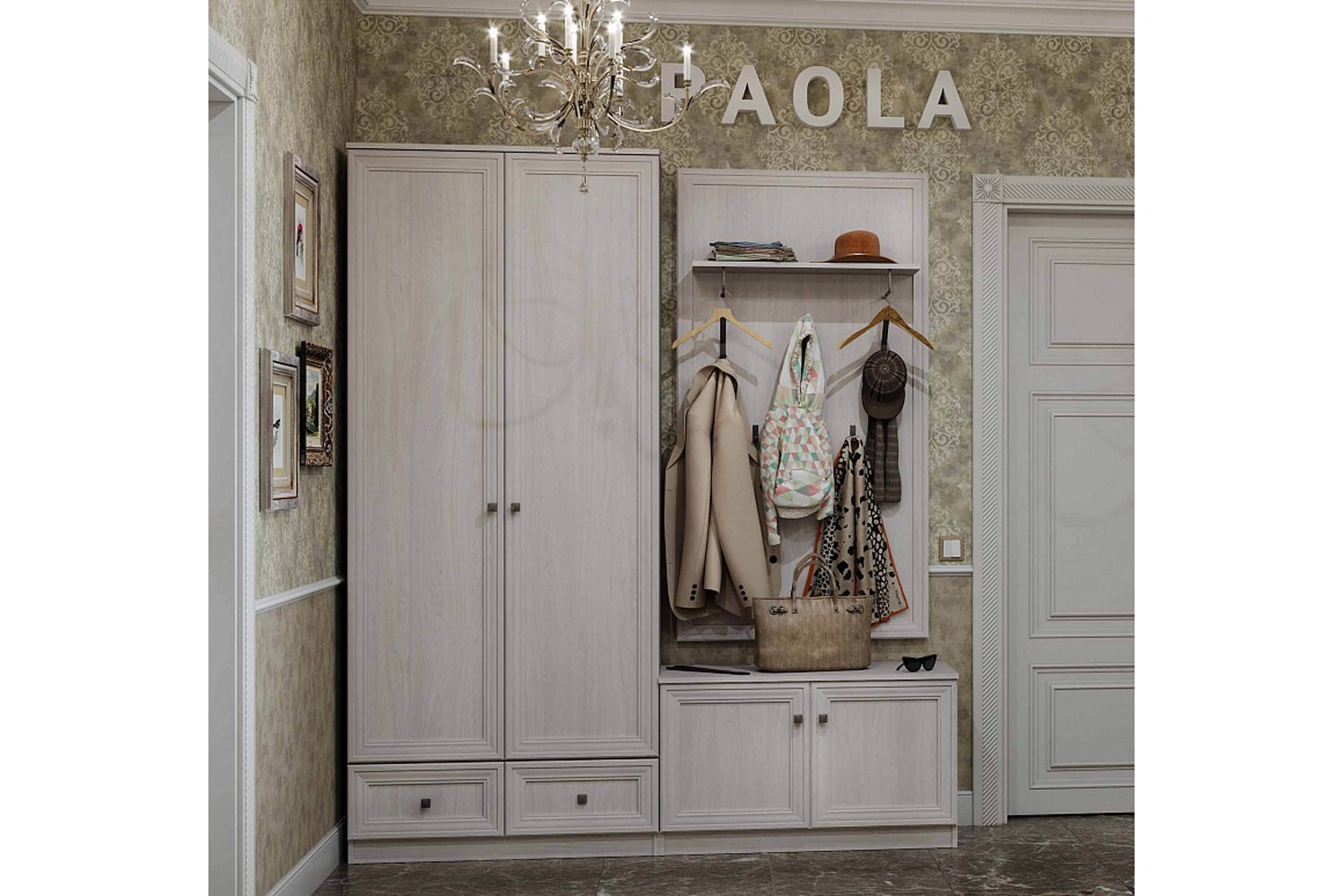 Paola прихожая модульная Ясень Анкор светлый